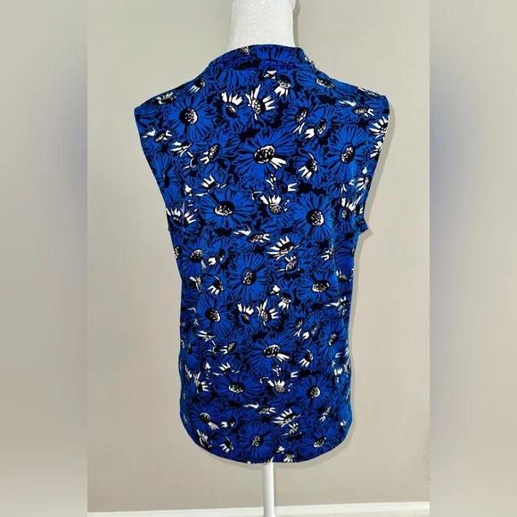 Jones New York Blue Floral Pattern Sleeveless Blouse - Picture 3 of 4
